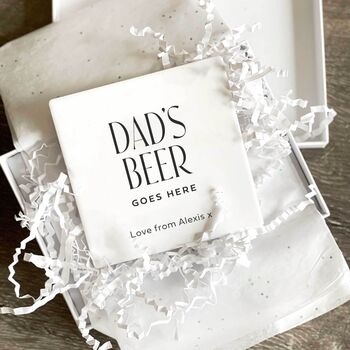 Dad's Beer Goes Here Custom Ceramic Coaster, 8 of 10