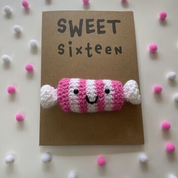 Sweet Sixteen Crochet 16th Birthday Card Handmade, 10 of 12