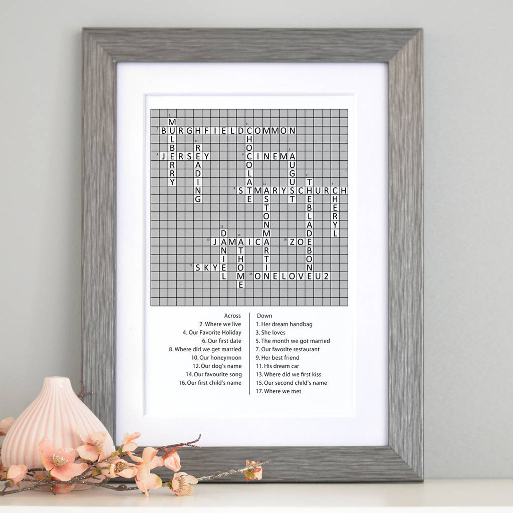 Personalised Crossword Puzzle Artwork By A Type Of Design