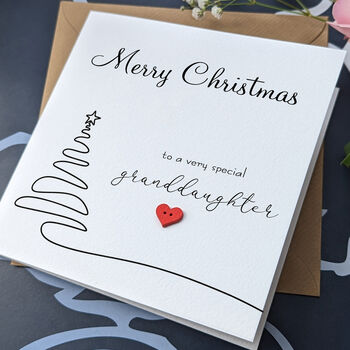 Granddaughter Christmas Card, 3D Wooden Heart, 3 of 4