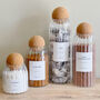 Cork Ball Ribbed Glass Storage Jar With Personalised Waterproof Label, thumbnail 1 of 10