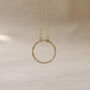 9ct Solid Gold Open Hammered Circle Pendant Necklace, thumbnail 1 of 4