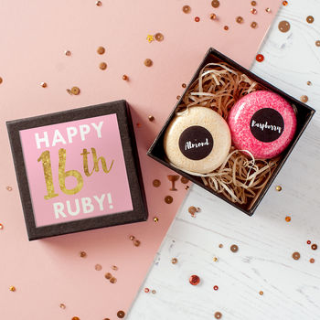 Personalised Birthday Bath Bomb Macarons In Gift Box, 2 of 10