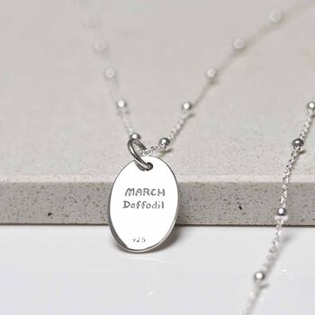 Sterling Silver March Birth Flower Necklace, 3 of 7