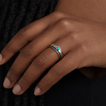 Personalised Sterling Silver Blue Opal Spinner Ring – 5mm, 2 of 8