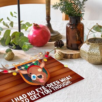 No Eye Deer What To Get You! 3D Pop Up Funny Christmas Card! Best Joke Xmas Card For Him And Her, 2 of 9