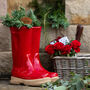 Set Of Two Personalised Poppy Red Welly Boot Planters, thumbnail 4 of 11