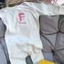 Personalised Organic Alphabet Sleep Suit White, thumbnail 1 of 7