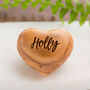 Personalised Name Heart, Name Token, Olive Wood Hug, thumbnail 1 of 8