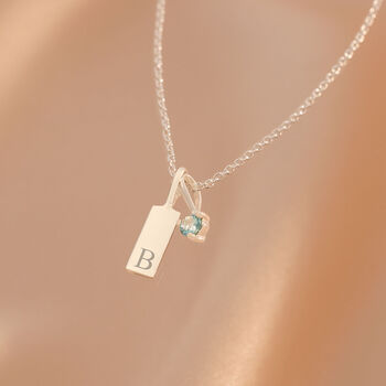 Sterling Silver Sia Bar And Birthstone Pendant Personalised Necklace, 4 of 8