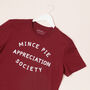 'Mince Pie Appreciation Society' T Shirt Burgundy, thumbnail 1 of 5