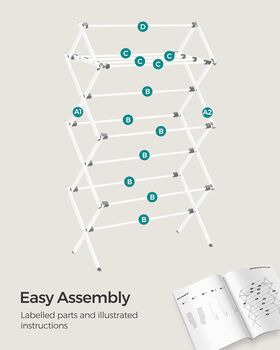 Foldable Clothes Airer Laundry Drying Rack, 6 of 7