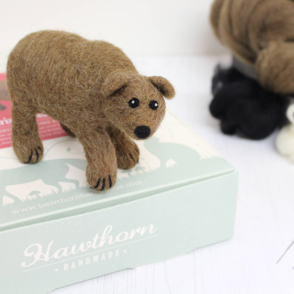 Grizzly Bear Needle Felting Craft Kit By Hawthorn Handmade