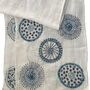 Hand Embroidered 100% Linen Scarf In Light Grey And Blue, thumbnail 3 of 5