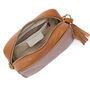 Personalised Tan Leather Handbag With Canvas Strap, thumbnail 3 of 6