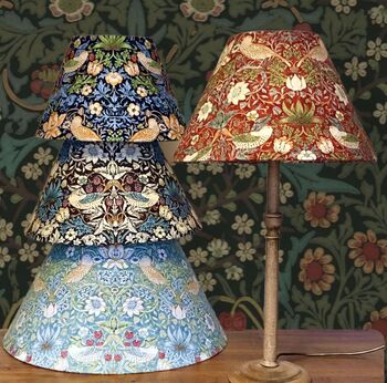 William Morris Tapered Lampshade Strawberry Thief Navy, 2 of 3