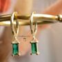 Emerald Hoop Earrings Gift For Her May Birthday, thumbnail 3 of 6