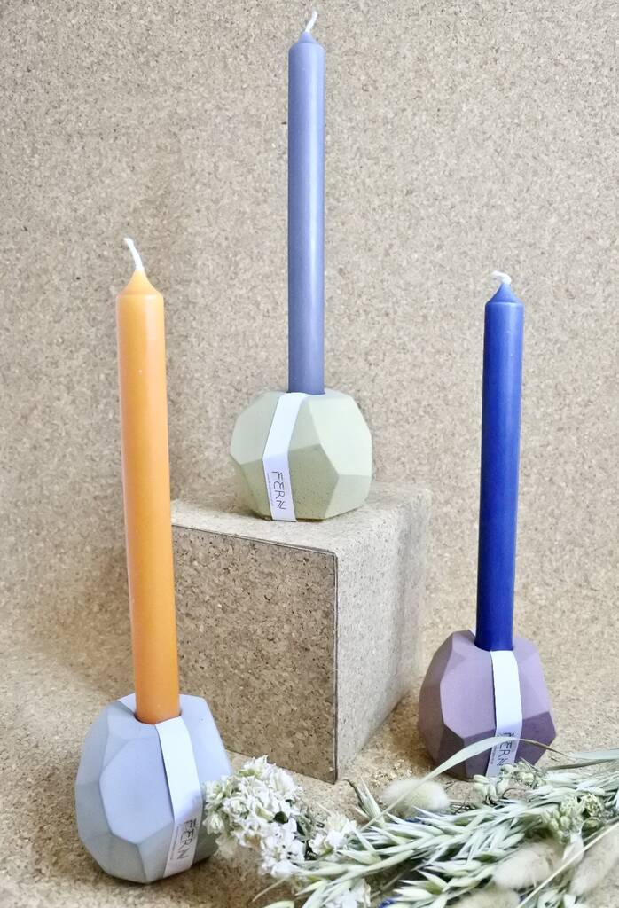 Sustainable Concrete Geometric Chunky Candle Holder, 1 of 12