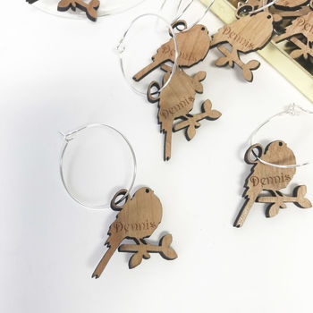Personalised Five Bird Wine Glass Charms, 6 of 10