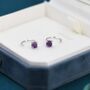 Purple Amethyst Huggie Hoop Earrings, thumbnail 1 of 12