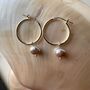 Silver Hoop Earrings With Grey Pearls, thumbnail 1 of 4