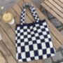 Knitted Checkered Tote Bag, thumbnail 3 of 7
