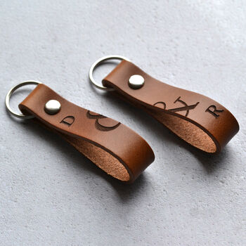Personalised Couples Leather Keyring Set, 5 of 11