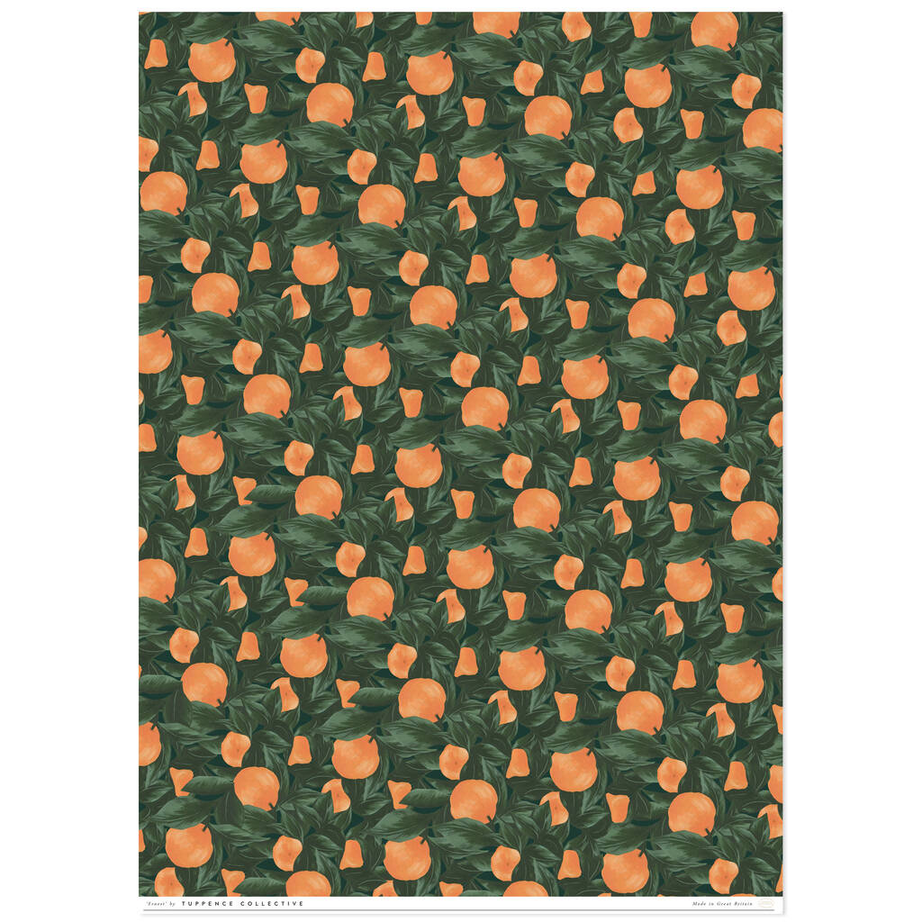 Orange Fruit Wrapping Paper By Tuppence Collective