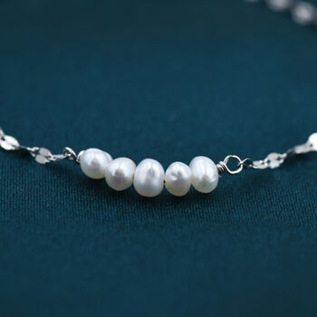 Sterling Silver Pearl Beaded Bracelet With Sparkly Disk Chain, 7 of 12