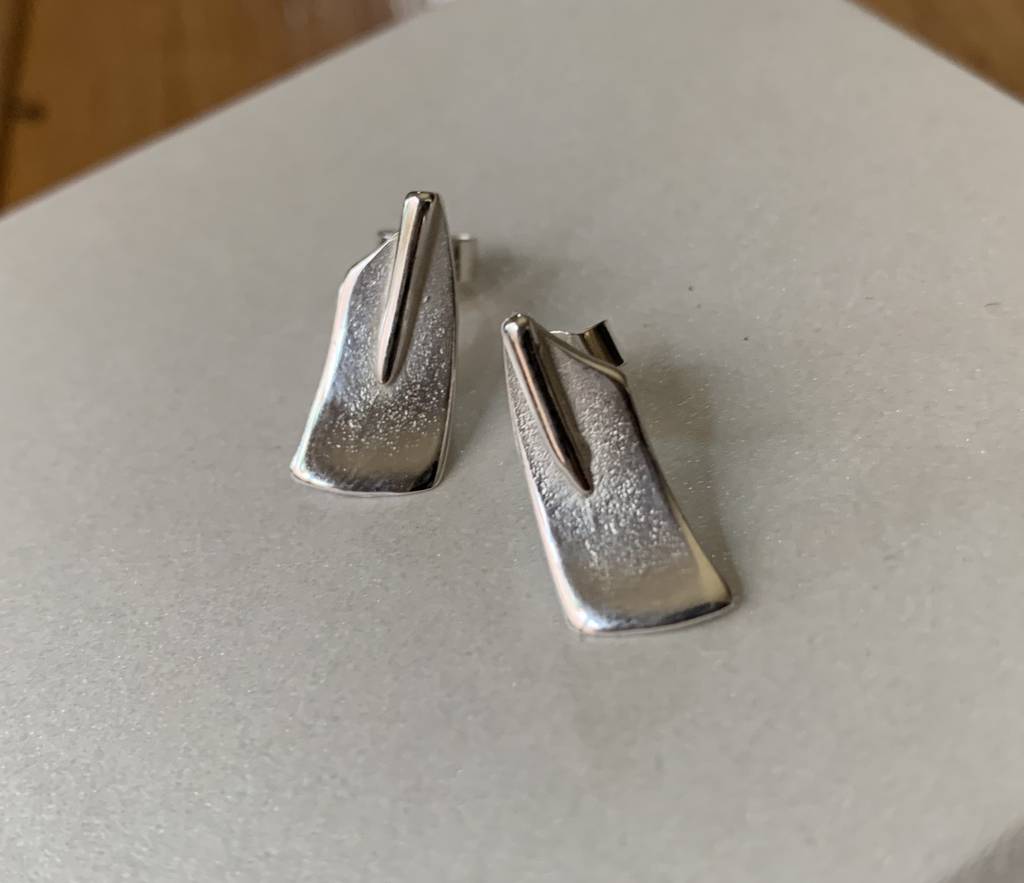 Silver Rowing Oar Stud Earrings By Anne Reeves Jewellery