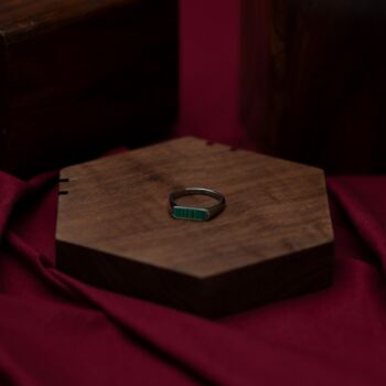 Malachite Stone Silver Signet Ring, 4 of 11