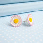 Hand Painted Lawn Daisy Stud Or Clip On Earrings, thumbnail 1 of 2