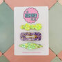 Lilac And Green Glitter Resin Hair Clips, thumbnail 1 of 4