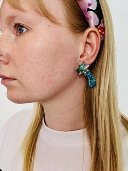 Shooting Star Glitter Drop Earrings / Make A Wish Gift For Friend, 6 of 6