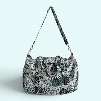 Large Weekend Duffle Bag | Teal Block Print Floral, 2 of 7