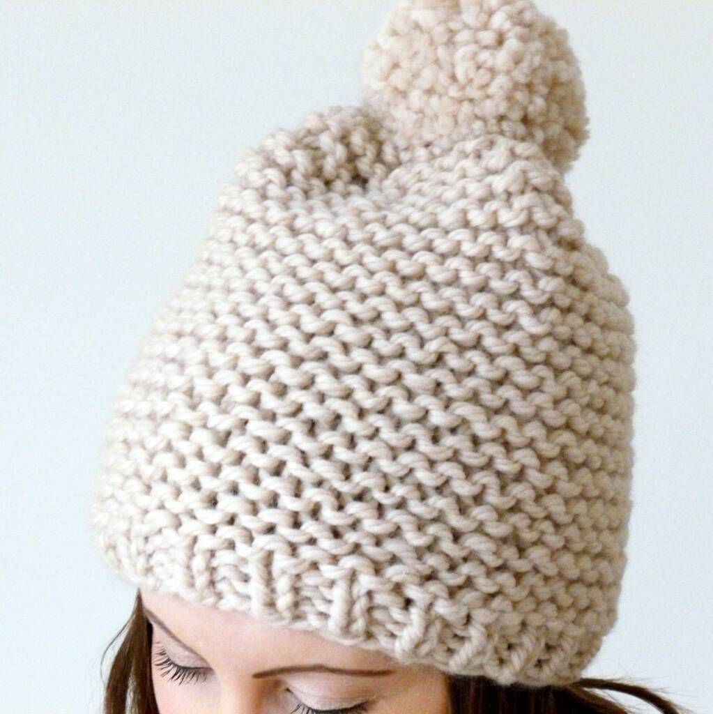 Pdf Knitting Pattern Pom Pom Hat By Miss Knit Nat
