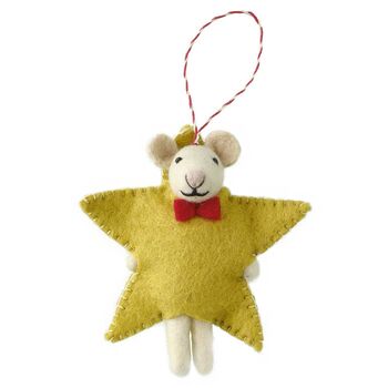 Felt Star Mouse Christmas Tree Decoration, 3 of 3