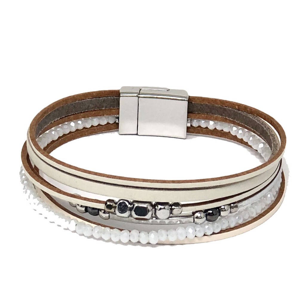 Summer Faux Leather Bead Bracelet With Magnetic Clasp By Lovethelinks   notonthehighstreetcom