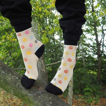 Peace Beige And Leaf Cream Women's Socks Bundle, 2 of 4