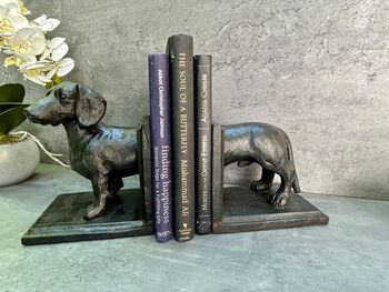 29cm Black Dachshund Bookends Sausage Dog Gift 3kg Pair, 5 of 8