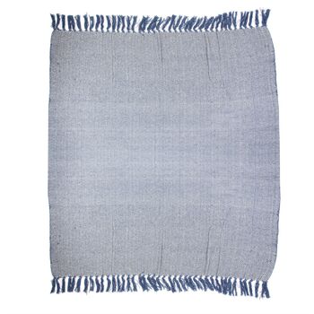 Blue Herringbone Blanket Throw, 5 of 5