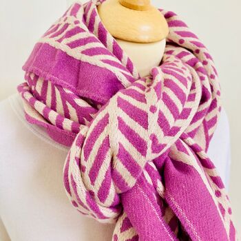 Pink And Cream Reversible Super Soft Scarf, 5 of 6