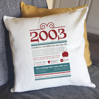 Personalised Birth Year Cushion, 4 of 6