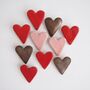Handmade Ceramic Valentines Heart Badge Pink Red Gold, thumbnail 3 of 11