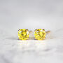 Yellow Crystal Stud Earrings In Gold Or Silver, thumbnail 7 of 10