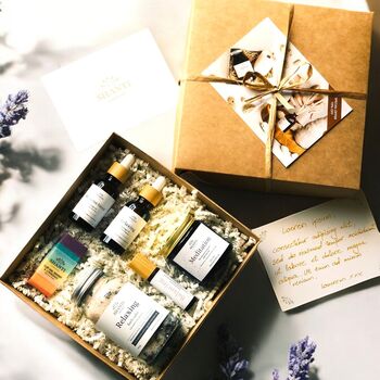 Organic Spa Pamper Gift Box Birthday Hamper Gift For Her, Aromatherapy Products Scented With Pure Essential Oils, 2 of 12