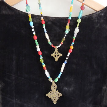 Beaded Necklace With Ethiopian Cross, 7 of 9
