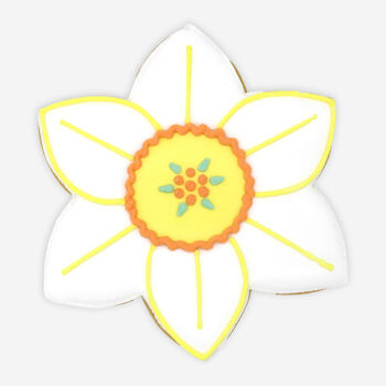 Hand Iced Narcissus December Birth Flower Letterbox Biscuit, 2 of 5