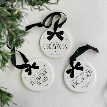 First Christmas In New Home Personalised Ceramic Bauble, 10 of 10