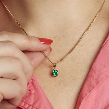 Gold Plated May Emerald Birthstone Necklace, 2 of 6